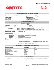 Material Safety Data Sheet  1.  PRODUCT AND COMPANY IDENTIFICATION Revision Number: