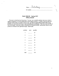 Math 2280-001 Spring 2015 FINAL EXAM