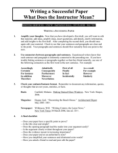 Writing a Successful Paper What Does the Instructor Mean?