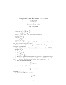 Sample Midterm Problems Math 1220 Fall 2010 Instructor: R´ emi Lodh