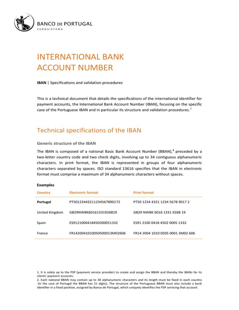 Portuguese IBAN Specifications & Validation Procedures