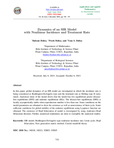 Dynamics of an SIR Model with Nonlinear Incidence and Treatment Rate