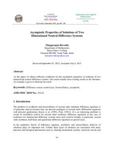 Asymptotic Properties of Solutions of Two Dimensional Neutral Difference Systems Thiagarajan Revathi