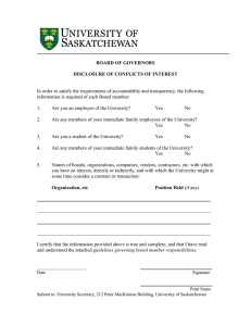 BOARD OF GOVERNORS DISCLOSURE OF CONFLICTS OF INTEREST
