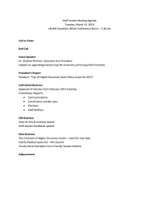 Staff Senate Meeting Agenda Tuesday, March 12, 2013 – 1:30 pm