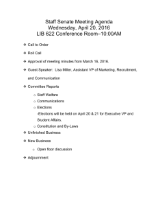 Staff Senate Meeting Agenda Wednesday, April 20, 2016 LIB 622 Conference Room–10:00AM