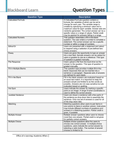 Question Types Blackboard Learn Question Type