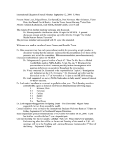 International Education Council Minutes  September 12, 2006  3:30pm