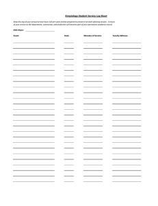 Kinesiology Student Service Log Sheet