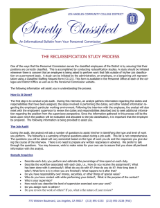 fàÜ|vàÄç VÄtáá|y|xw THE RECLASSIFICATION STUDY PROCESS
