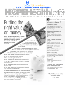 Health Letter Putting the right value