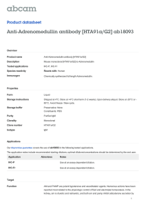 Anti-Adrenomedullin antibody [HTA91a/G2] ab18093 Product datasheet Overview Product name