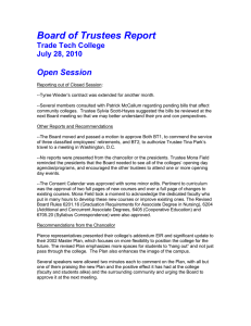 Board of Trustees Report  Open Session Trade Tech College