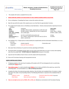 Metals, Inorganics, Cyanide, &amp; Radiochemistry Sampling Instructions