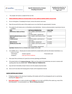 Specific Radiochemistry Analysis Sampling Instructions
