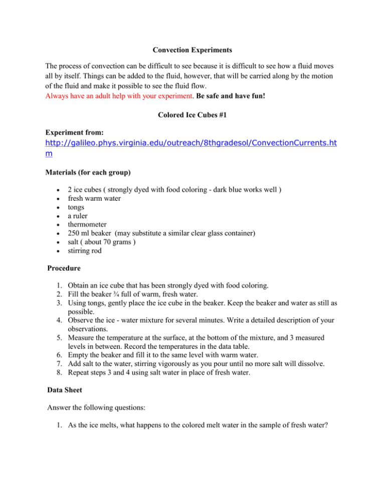 convection experiments