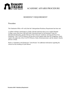ACADEMIC AFFAIRS PROCEDURE RESIDENCY REQUIREMENT  Procedure