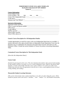 Independent Study Syllabus Template - Ramapo College