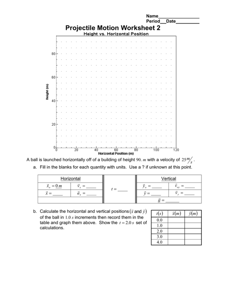 Projectile Motion Worksheet Multiple Choice