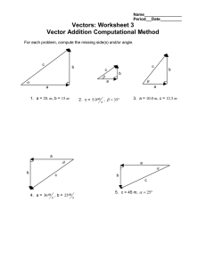 Vectors: Worksheet 3 Vector Addition Computational Method 