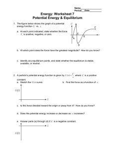 Energy: Worksheet 7 Potential Energy &amp; Equilibrium