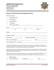UCSD Police Department  Request for UCSD Police Criminal Background Check 