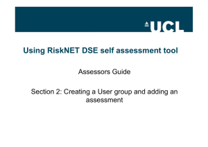 Using RiskNET DSE self assessment tool Assessors Guide assessment