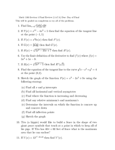 Math 1100 Section 4 Final Review (1.4-7.4) Due: Day of... This will be graded on completion so try all of...