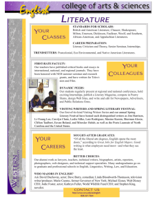 STANDARDS FOR SCHOLARS British and American Literature, Chaucer, Shakespeare,