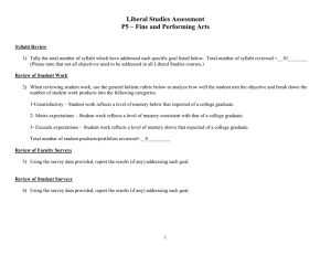 Liberal Studies Assessment P5 – Fine and Performing Arts