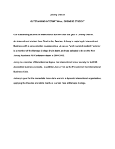 Johnny Olsson OUTSTANDING INTERNATIONAL BUSINESS STUDENT