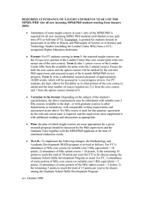REQUIRED ATTENDANCE OF TAUGHT COURSES IN YEAR 1 OF THE