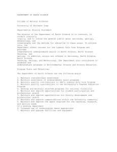 DEPARTMENT OF EARTH SCIENCE  College of Natural Sciences  University of Northern Iowa  Departmental Mission Statement 