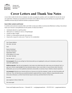 Cover Letters and Thank You Notes