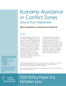 Economic Assistance in Conflict Zones Lessons from Afghanistan Ethan Kapstein and Kamna Kathuria