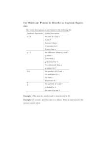 Use Words and Phrases to Describe an Algebraic Expres- sion