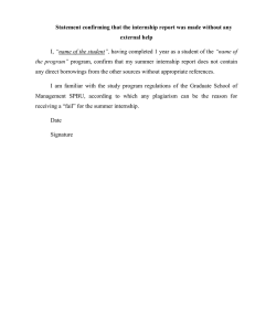 Internship Report Originality Statement