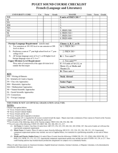 PUGET SOUND COURSE CHECKLIST French (Language and Literature)