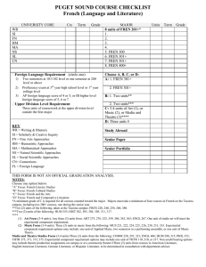 PUGET SOUND COURSE CHECKLIST French (Language and Literature)