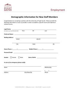 Demographic Information for New Staff Members