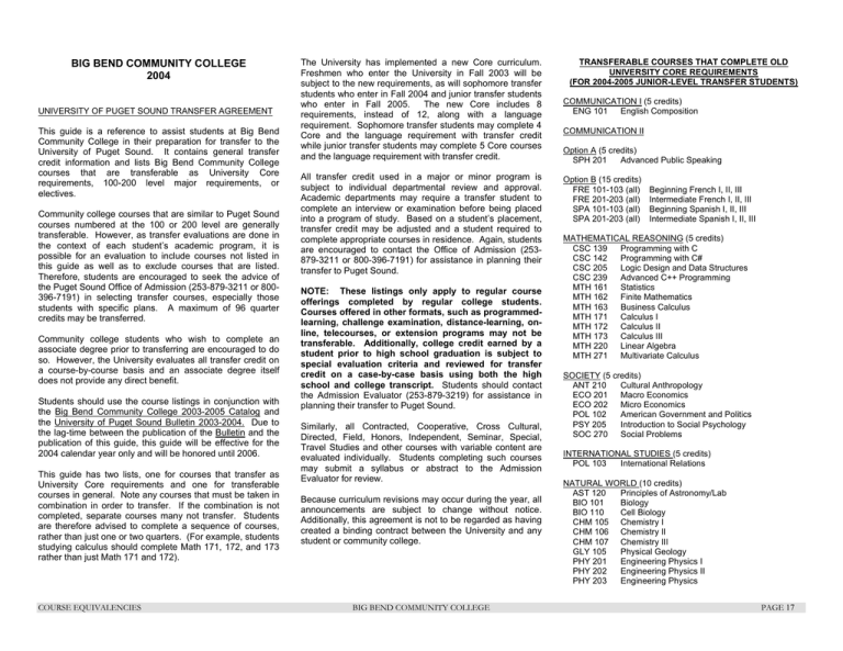 BIG BEND COMMUNITY COLLEGE