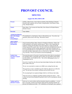 PROVOST COUNCIL MINUTES  August 28, 2014, 8:00-12:00
