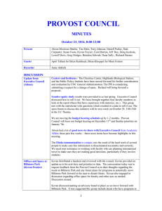 PROVOST COUNCIL MINUTES  October 23, 2014, 8:00-12:00
