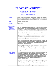 PROVOST’s COUNCIL WORKDAY MINUTES  February 19, 2015, 8:00-12:00
