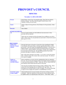 PROVOST’s COUNCIL MINUTES  November 11, 2015, 8:30-10:00