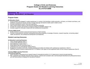 College of Arts and Sciences Program Goals and Student Learning Outcomes