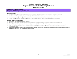 College of Applied Sciences Program Goals and Student Learning Outcomes