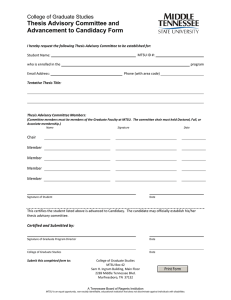Thesis Advisory Committee and Advancement to Candidacy Form