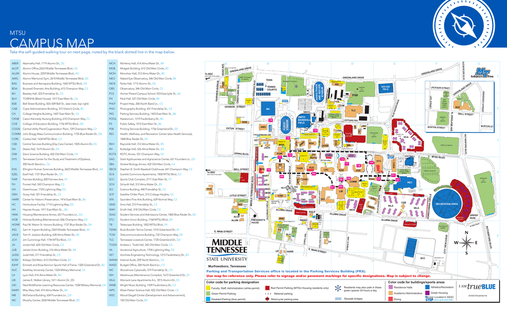 Lyon College Campus Map Campus Map Mtsu