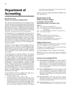 Department of Accounting Requirements for the Master of Science Degree